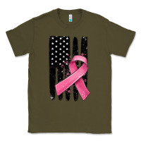 Army Green breast cancer ribbon american flag Classic Tee - MaliasSmallBusiness