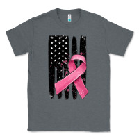 Charcoal Heather breast cancer ribbon american flag Classic Tee - MaliasSmallBusiness