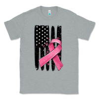 Heather Grey breast cancer ribbon american flag Classic Tee - MaliasSmallBusiness