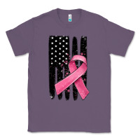 Lavender breast cancer ribbon american flag Classic Tee - MaliasSmallBusiness