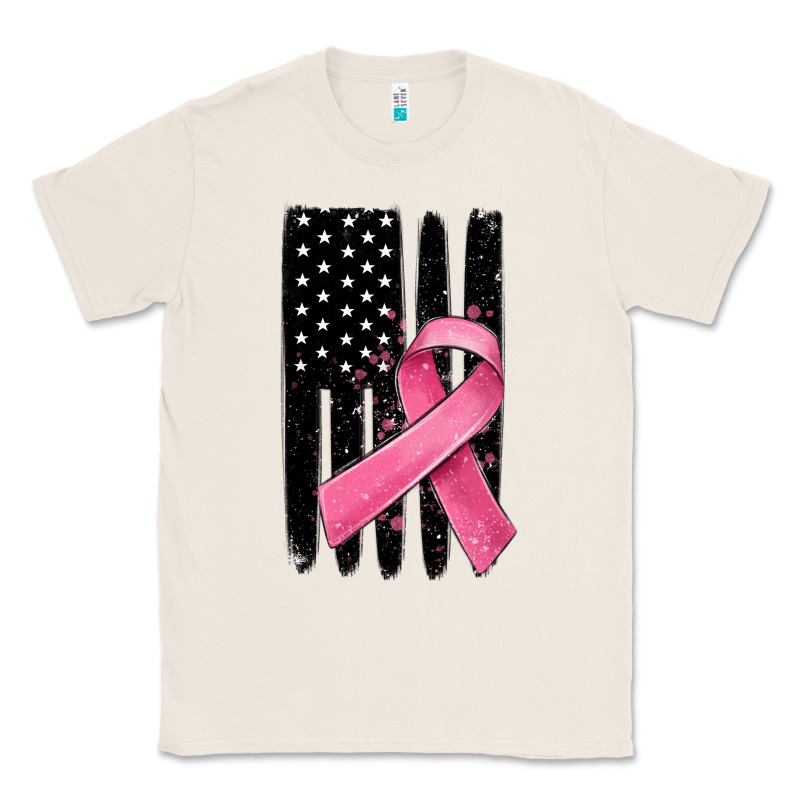 Breast Cancer Ribbon American Flag Classic Tee by MaliasSmallBusiness | Teevron