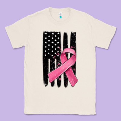 Breast Cancer Ribbon American Flag Classic Tee Designed By Maliassmallbusiness