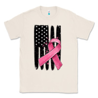 Natural breast cancer ribbon american flag Classic Tee - MaliasSmallBusiness