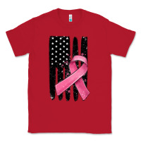 Red breast cancer ribbon american flag Classic Tee - MaliasSmallBusiness