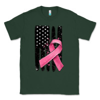 Sports Green breast cancer ribbon american flag Classic Tee - MaliasSmallBusiness