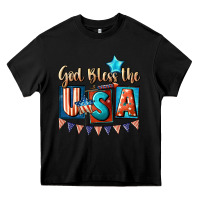 Black God bless the USA 4th of july Heavy Core Tee - CowGirlArtShop