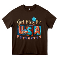 Chocolate Brown God bless the USA 4th of july Heavy Core Tee - CowGirlArtShop