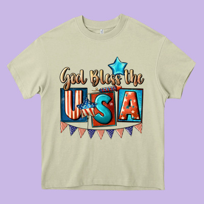 God Bless The Usa 4th Of July Heavy Core Tee Designed By Cowgirlartshop