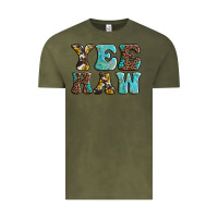 Vintage Olive western sunflowers turquoise leopard yee haw Vintage Tee - BarkalooDesign