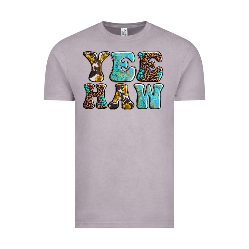 Western Sunflowers Turquoise Leopard Yee Haw Vintage Tee by BarkalooDesign | Teevron