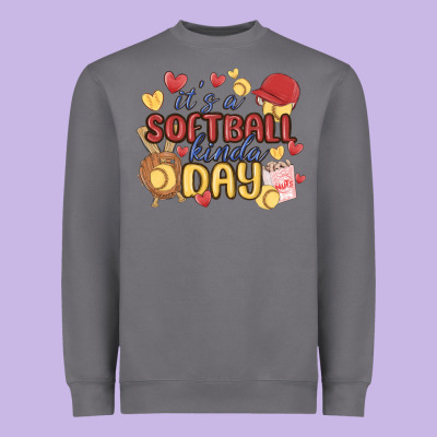 It's A Softball Kinda Day Heavyweight Sweatshirt Designed By Maliassmallbusiness