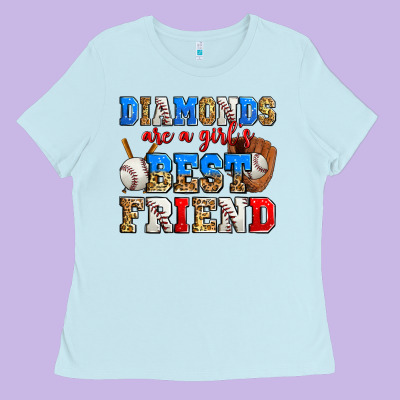 Diamonds Are A Girl's Best Friend Baseball Ladies Tee Designed By Zillion Design Studio