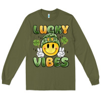Army Green lucky vibes Long Sleeve Tee - MaliasSmallBusiness