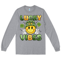 Heather Grey lucky vibes Long Sleeve Tee - MaliasSmallBusiness