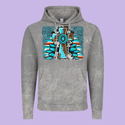 Cross Gemstone Background Vintage Hoodie Designed By Adodesignshop