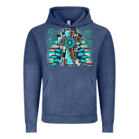Vintage Denim cross gemstone background Vintage Hoodie - AdoDesignShop