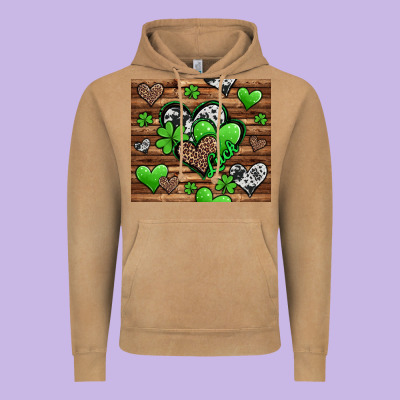 St Patricks Day Hearts Vintage Hoodie Designed By Jasminsmagicworld