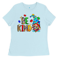 Baby Blue be kind autism gnome Ladies Tee - Zillion Design Studio