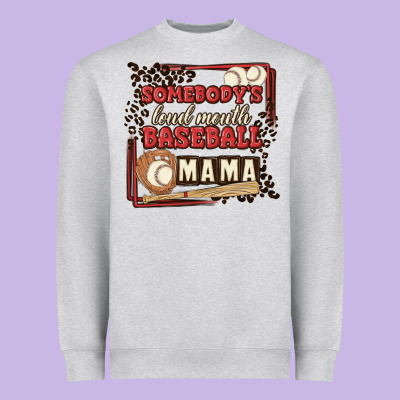 Somebody's Loud Mouth Baseball Mama Heavyweight Sweatshirt Designed By Maliassmallbusiness