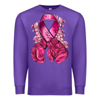 Purple breast cancer with boxing gloves Premium Sweatshirt - NancyCooperArtShop