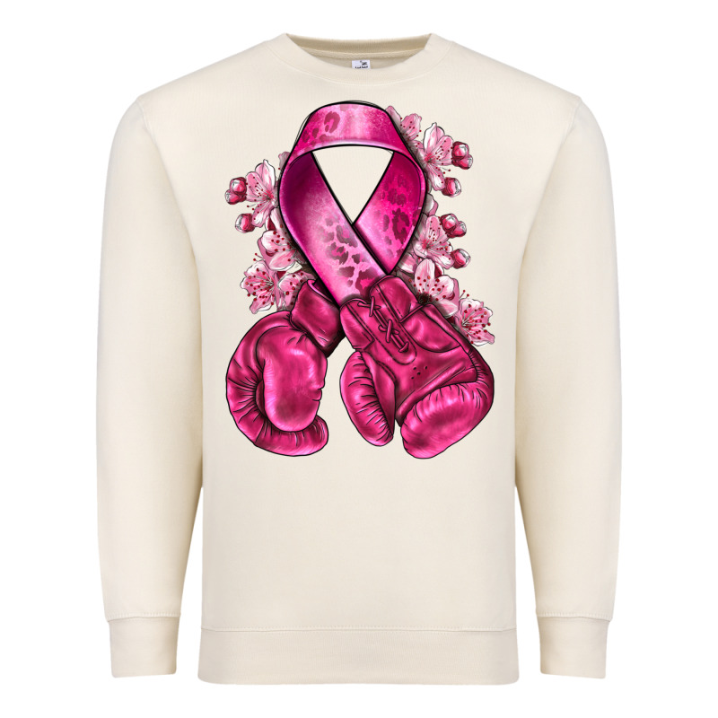 Breast Cancer With Boxing Gloves Premium Sweatshirt by NancyCooperArtShop | Teevron