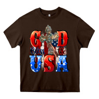 Chocolate Brown God bless the USA  4th of july Heavy Core Tee - CowGirlArtShop