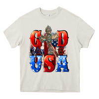 Cream God bless the USA  4th of july Heavy Core Tee - CowGirlArtShop