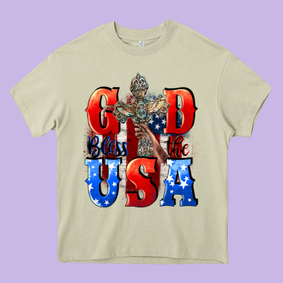 God Bless The Usa  4th Of July Heavy Core Tee Designed By Cowgirlartshop