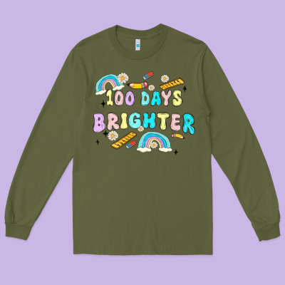100 Days Brighter Long Sleeve Tee Designed By Maliassmallbusiness