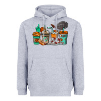 Heather Grey Basketball coffee cups Heavyweight Hoodie - NancyCooperArtShop