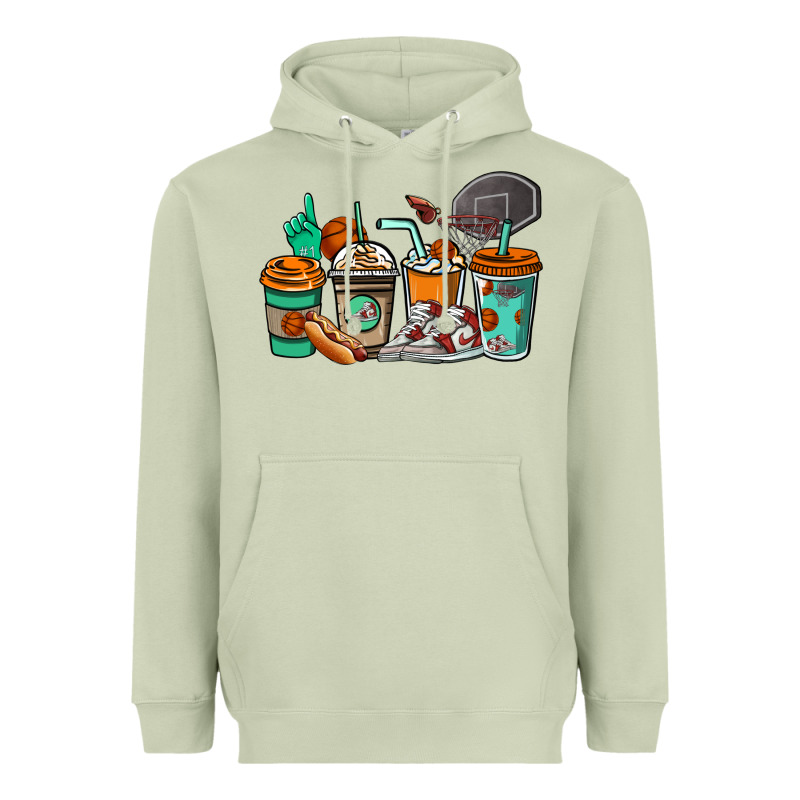 Basketball Coffee Cups Heavyweight Hoodie by NancyCooperArtShop | Teevron