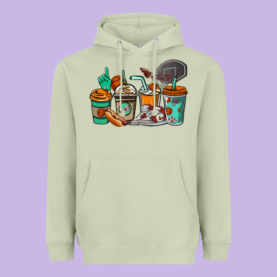 Basketball Coffee Cups Heavyweight Hoodie Designed By Nancycooperartshop