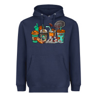 Navy Basketball coffee cups Heavyweight Hoodie - NancyCooperArtShop