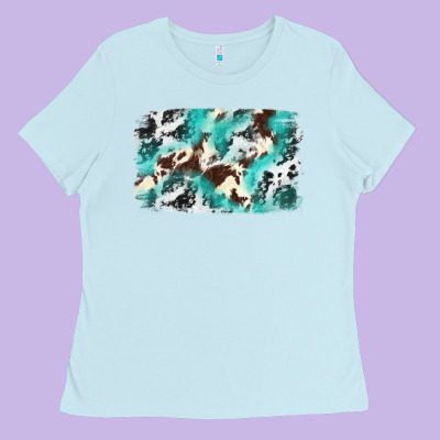 Cowhide Background Western Ladies Tee Designed By Texasbilliewilder