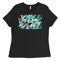 Black Cowhide Background Western Ladies Tee - texasbilliewilder