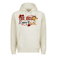 Oatmeal Heather the hell i wont with sassy pinup cowgirl Premium Hoodie - texasbilliewilder