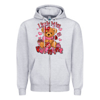 Heather Grey little miss valentine teddy bear Zipper Hoodie - LillyAllenDesigns