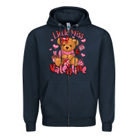 Navy little miss valentine teddy bear Zipper Hoodie - LillyAllenDesigns