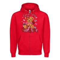 Red little miss valentine teddy bear Zipper Hoodie - LillyAllenDesigns