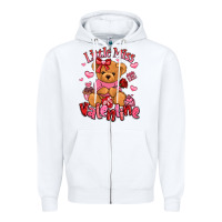 White little miss valentine teddy bear Zipper Hoodie - LillyAllenDesigns