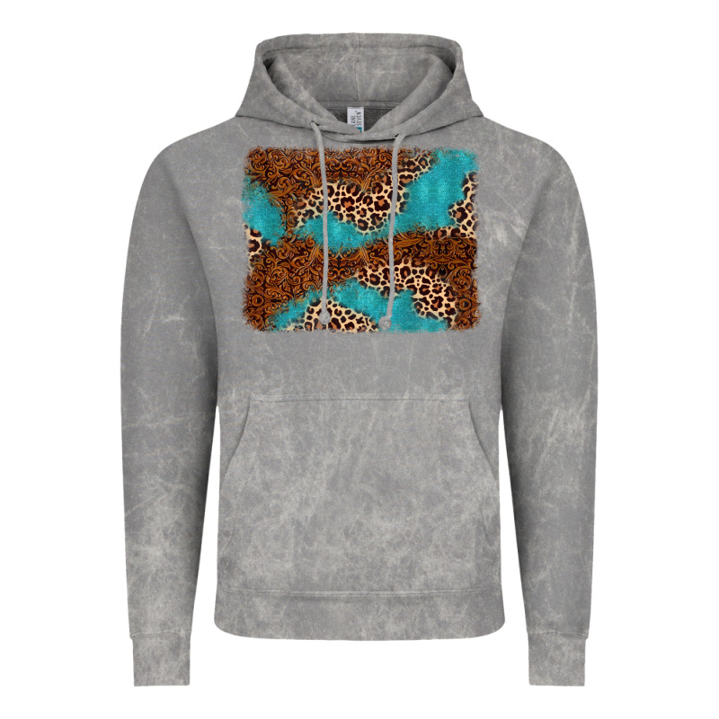 Turquoise Glitter Leopard Background Vintage Hoodie by AdoDesignShop | Teevron