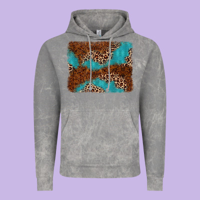 Turquoise Glitter Leopard Background Vintage Hoodie Designed By Adodesignshop