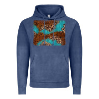Vintage Denim turquoise glitter leopard background Vintage Hoodie - AdoDesignShop