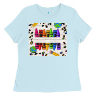 Baby Blue Personalized Crayons Ladies Tee - texasbilliewilder