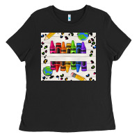 Black Personalized Crayons Ladies Tee - texasbilliewilder
