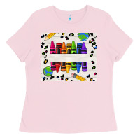 Bubblegum Pink Personalized Crayons Ladies Tee - texasbilliewilder