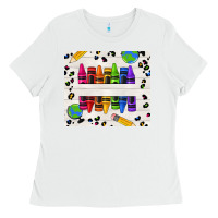 White Personalized Crayons Ladies Tee - texasbilliewilder