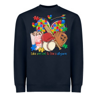Navy take me out to the ballgame  autism baseball Heavyweight Sweatshirt - MaliasSmallBusiness
