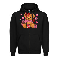 Black valentines day teddy bear Zipper Hoodie - LillyAllenDesigns