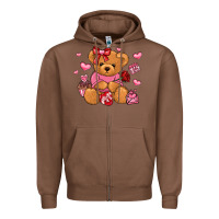 Chestnut valentines day teddy bear Zipper Hoodie - LillyAllenDesigns